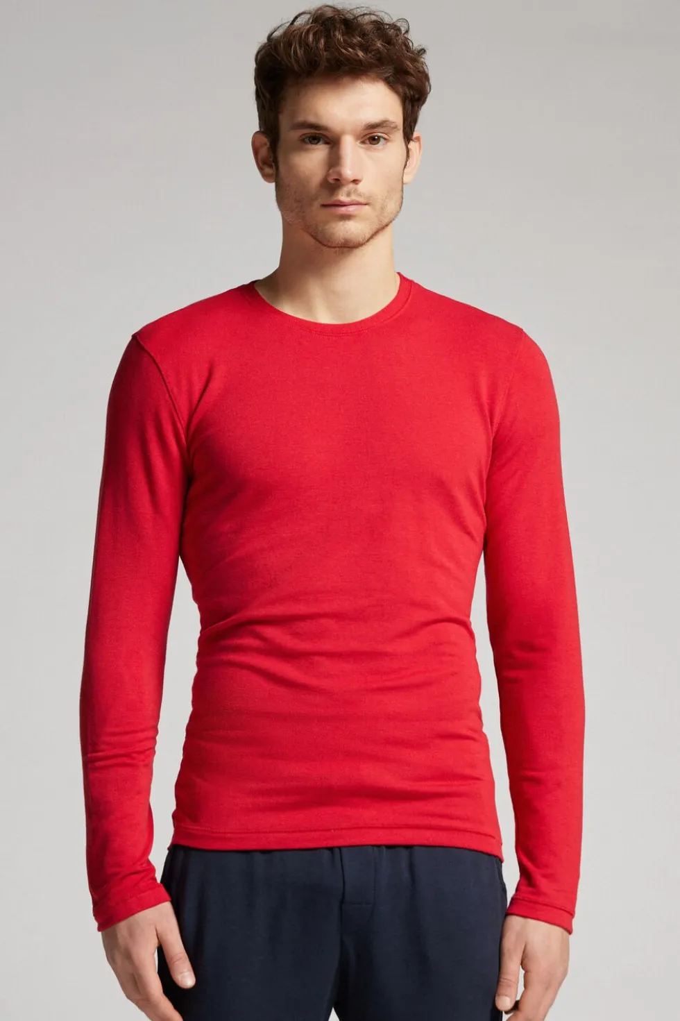 Longsleeve z Modalu z Kaszmirem z Dekoltem Pod Szyję