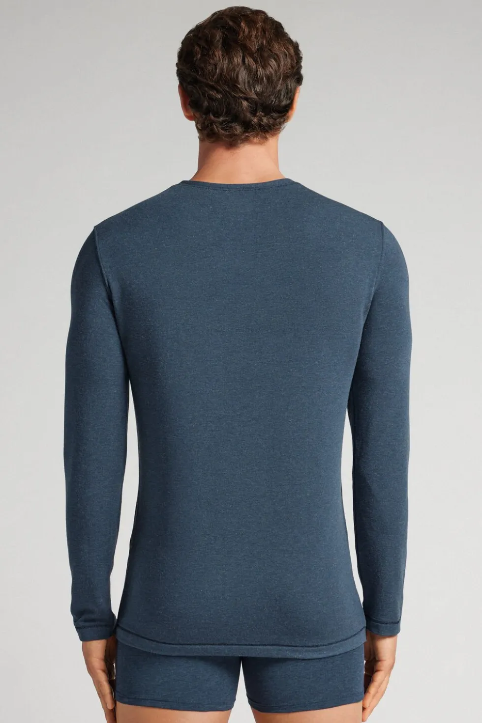 Longsleeve z Modalu z Kaszmirem z Dekoltem Pod Szyję