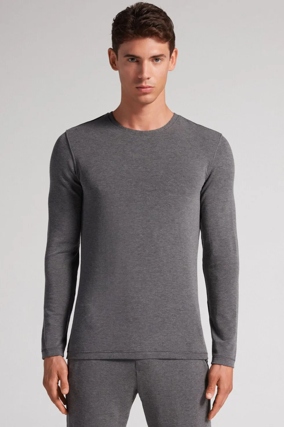 Longsleeve z Modalu z Kaszmirem z Dekoltem Pod Szyję