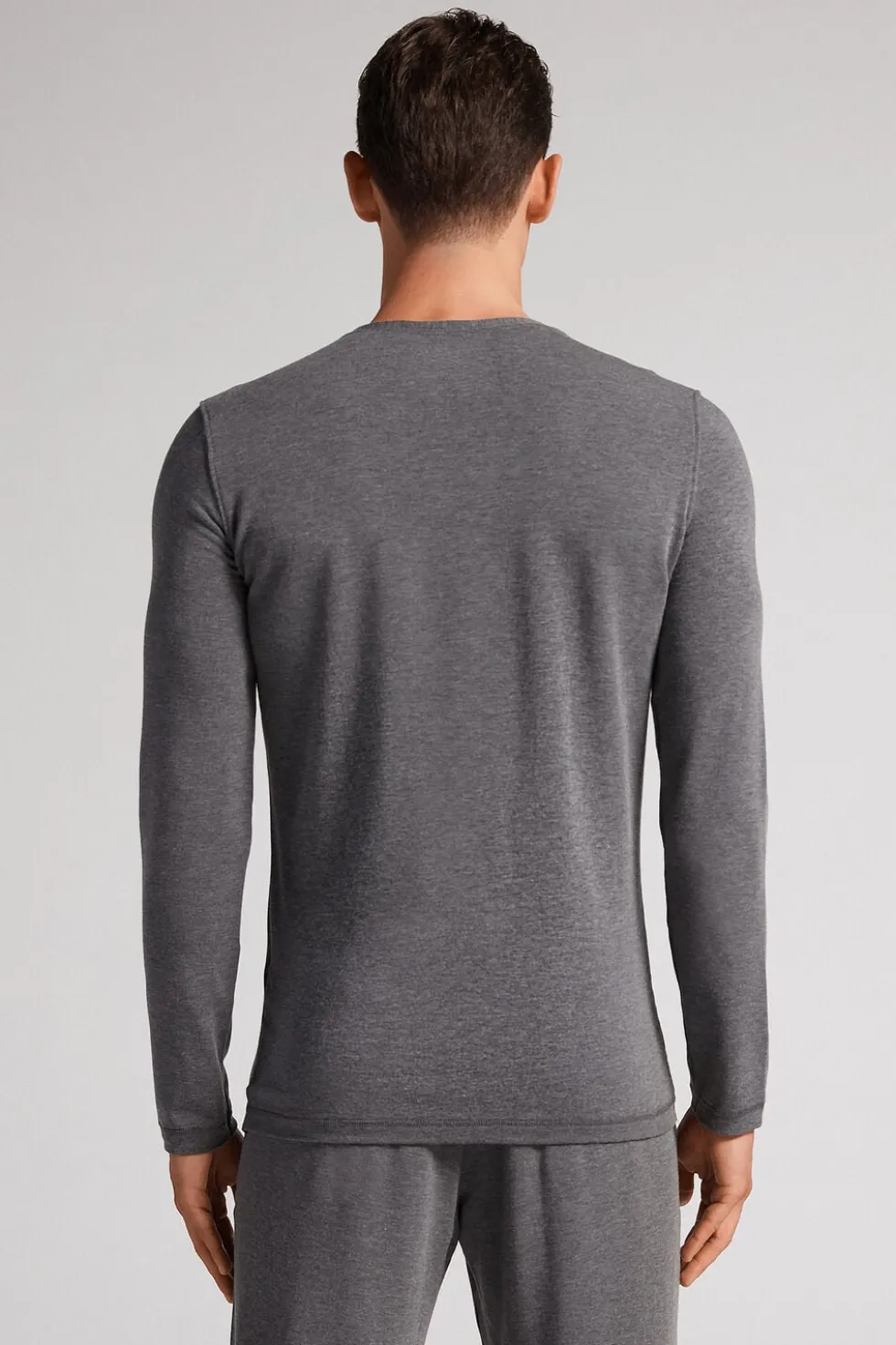 Longsleeve z Modalu z Kaszmirem z Dekoltem Pod Szyję